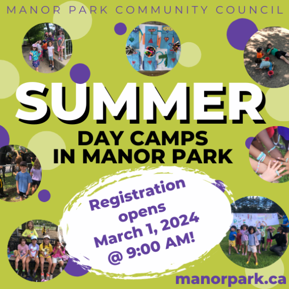 Summer Day Camps in Manor Park registration opens March 1 at 9am.