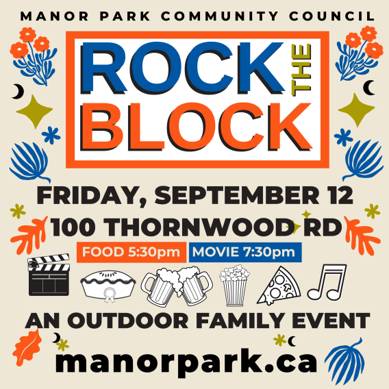 Rock the Block on Friday September 12 at 100 Thornwood Road beginning at 5:30pm.m