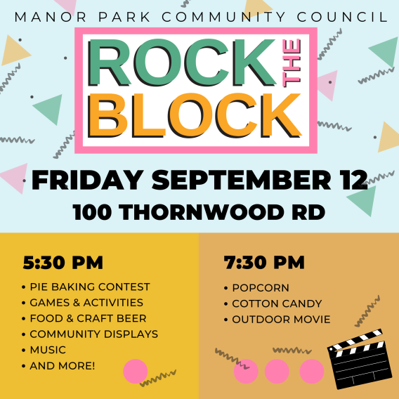 Rock the Block on Friday September 12 at 100 Thornwood Road beginning at 5:30pm