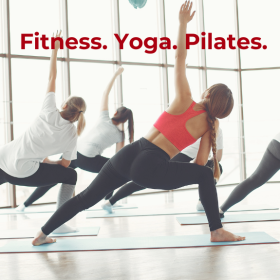 Fitness. Yoga. Pilates. People exercising.